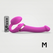 Ярко-розовый безремневой страпон Multi Orgasm Size M с клиторальной стимуляцией - Strap-on-me - купить с доставкой в Химках