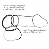 Набор из трех черных эрекционных колец Silicone 3-Ring Stamina Set - Pipedream - в Химках купить с доставкой