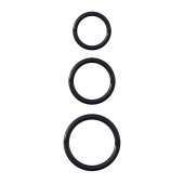 Набор из трех черных эрекционных колец Silicone 3-Ring Stamina Set - Pipedream - в Химках купить с доставкой