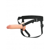 Телесный полый страпон на черных ремнях Hollow Silicone Strap-on - 17,8 см. - Pipedream - купить с доставкой в Химках
