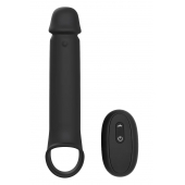 Черная насадка-удлинитель с вибрацией Vibrating Extender With Remote - Dream Toys - в Химках купить с доставкой