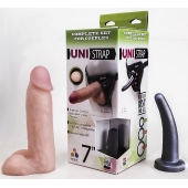 Страпон-унисекс с двумя насадками UNI strap 7  Harness - 19 и 16 см. - LOVETOY (А-Полимер) - купить с доставкой в Химках