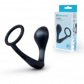 Черное эрекционное кольцо со стимулятором простаты Ringer Cock Ring   Plug - b-Vibe - в Химках купить с доставкой