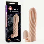 Телесная насадка-удлинитель Okoto со спиралевидным рельефом - 16 см. - Sitabella - в Химках купить с доставкой