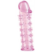 Розовая насадка на пенис с шипами - 12,5 см. - A-toys - в Химках купить с доставкой