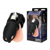 Черная клетка для пениса Silicone Small 2 in Cock Cage With Ball Divider - BlueLine - купить с доставкой в Химках