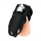 Черная клетка для пениса Silicone Small 2 in Cock Cage With Ball Divider - BlueLine - купить с доставкой в Химках