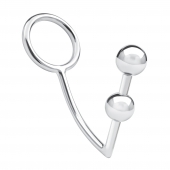 Кольцо на пенис с анальным стимулятором Two Bead Stainless Steel Anal Hook   Cock Ring - BlueLine - в Химках купить с доставкой
