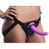 Лиловый поясной страпон Navigator Silicone G-Spot Dildo with Harness - 17,8 см. - XR Brands - купить с доставкой в Химках