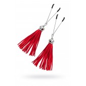 Зажимы на соски «Вилки» с красными кисточками из замши - Pecado - купить с доставкой в Химках