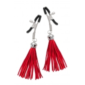 Зажимы на соски «Прищепки» с красными кисточками из замши - Pecado - купить с доставкой в Химках