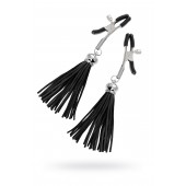 Зажимы на соски «Прищепки» с черными кисточками из замши - Pecado - купить с доставкой в Химках