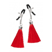 Зажимы на соски «Прищепки» с красными кисточками из шелка - Pecado - купить с доставкой в Химках