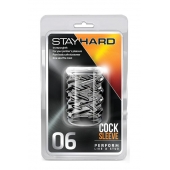 Прозрачная насадка с объёмными чёрточками STAY HARD COCK SLEEVE 06 CLEAR - Blush Novelties - в Химках купить с доставкой