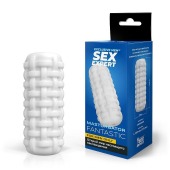 Белый стимулятор с наружным рельефом в виде рогожки - Sex Expert - в Химках купить с доставкой