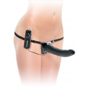 Черный страпон с вагинальной пробкой Deluxe Vibrating Penetrix Strap-On - 19 см. - Pipedream - купить с доставкой в Химках