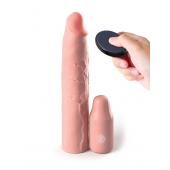 Телесная вибронасадка на член 3  Vibrating Mega X-tension with Remote - 22,9 см. - Pipedream - в Химках купить с доставкой
