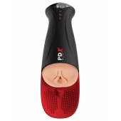 Телесный мастурбатор-вагина в черной колбе с вибрацией Fuck-O-Matic Pro XL - Pipedream - в Химках купить с доставкой