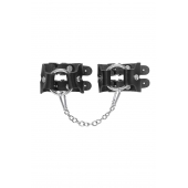 Черные кожаные наручники-браслеты из двух ремешков - Pecado - купить с доставкой в Химках