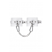 Белые мягкие кожаные наручники с люверсами - Pecado - купить с доставкой в Химках