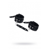 Черные двухслойные кожаные оковы с белой строчкой - Pecado - купить с доставкой в Химках