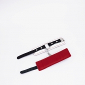 Бело-красные кожаные наручники - Crazy Handmade - купить с доставкой в Химках