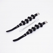 Черные кожаные оковы из звеньев - Crazy Handmade - купить с доставкой в Химках