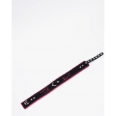 Черно-розовый кожаный ошейник с розовой строчкой - Crazy Handmade - купить с доставкой в Химках