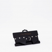 Черный однослойный кожаный ошейник с имитацией воротничка - Crazy Handmade - купить с доставкой в Химках