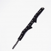 Черный однослойный кожаный ошейник с имитацией воротничка - Crazy Handmade - купить с доставкой в Химках