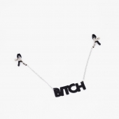 Зажимы на соски с кожаной подвеской Bitch - Crazy Handmade - купить с доставкой в Химках