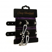 Черно-фиолетовые скругленные наручники с мягкой подкладкой - Crazy Handmade - купить с доставкой в Химках