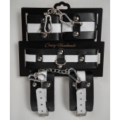 Набор фиксаторов из черной и белой натуральной кожи - Crazy Handmade - купить с доставкой в Химках