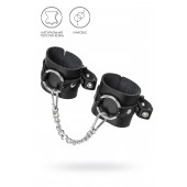 Черные наручники из толстой натуральной кожи с люверсами - Pecado - купить с доставкой в Химках
