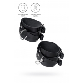 Черные кожаные оковы с двумя перекрёстными ремешками - Pecado - купить с доставкой в Химках