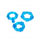 Набор из 3 синих эрекционных колец с различным рельефом - Erowoman-Eroman - в Химках купить с доставкой