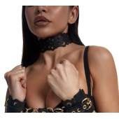 Черный ажурный чокер с золотистой фурнитурой - Crazy Handmade - купить с доставкой в Химках