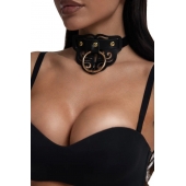 Черный чокер с клепками и золотистой фурнитурой - Crazy Handmade - купить с доставкой в Химках