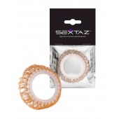 Эрекционное кольцо с бежевыми «ресничками» - Sextaz - в Химках купить с доставкой