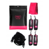 Черно-розовый эротический набор: фиксатор, оковы, наручники, повязка - Erokay - купить с доставкой в Химках