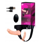 Женский страпон с 2 насадками, вибрацией и пультом ДУ - Erowoman-Eroman - купить с доставкой в Химках