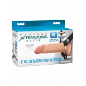 Телесный пустотелый фаллопротез 5’’ Hollow Silicone Strap-On - 14 см. - Pipedream - купить с доставкой в Химках