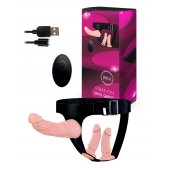 Женский страпон с 3 насадками и вибрацией - Erowoman-Eroman - купить с доставкой в Химках