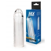 Прозрачная закрытая насадка на пенис с ребрышками - 16 см. - Sex Expert - в Химках купить с доставкой