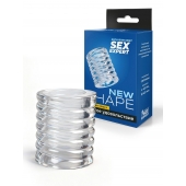 Прозрачная сквозная насадка на пенис с ребрышками - Sex Expert - в Химках купить с доставкой