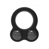 Черное эрекционное кольцо с утяжелителями Cockring Dual Weight - Dream Toys - в Химках купить с доставкой