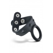 Черное эрекционное кольцо с подхватом мошонки на кнопках VS6 - Blush Novelties - в Химках купить с доставкой