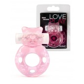 Розовое эрекционное виброкольцо в форме мишки - 1137 - в Химках купить с доставкой