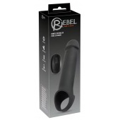 Черная вибронасадка для пениса с хомутом для мошонки и пультом ДУ Remote Controlled Penis Extension - Orion - в Химках купить с доставкой