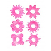 Набор из 6 розовых эрекционных колец с различным рельефом - Erowoman-Eroman - в Химках купить с доставкой